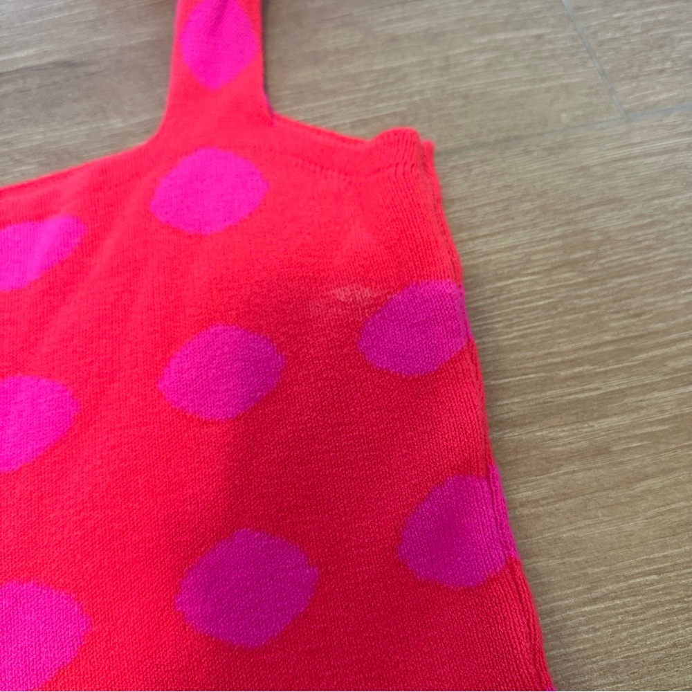 5 for $25 Pink Polka Dot Tie-Strap Tank Top - Picture 3 of 4